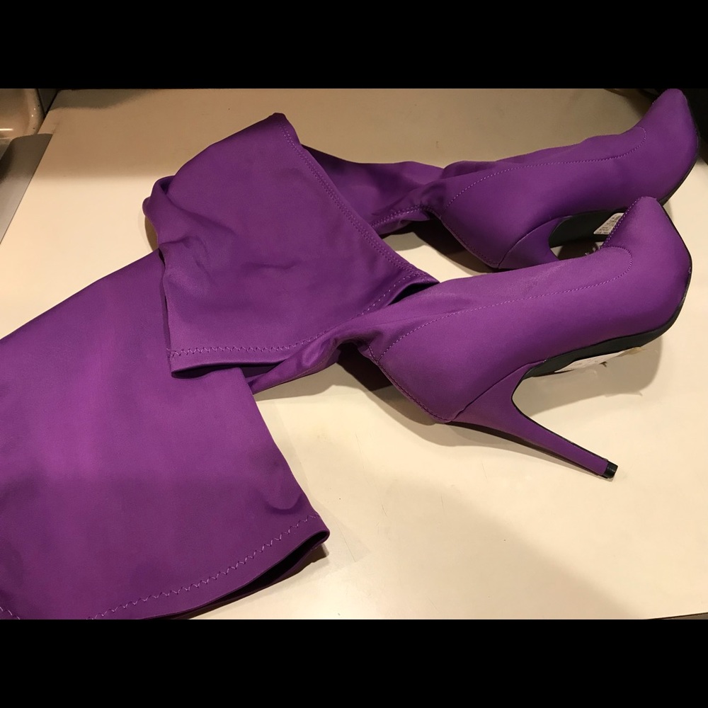 Purple knee boots